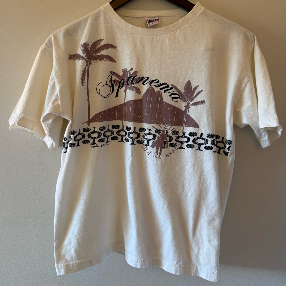 Vintage Sporto Ipanema, Rio de Janeiro Cream Graphic T-Shirt